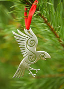 Kerstversiering raaf Hugin, roestvrij staal