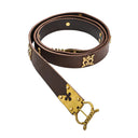 Medieval learning belt with brass fittings (14th-15th century), cognac brown