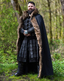 Cloak Aaron with fur trim, black