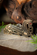 Vendel horse brooch Birka, left, bronze