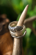 Roman snake ring, silvered bronze