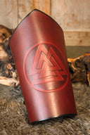 Leather bracers Valknut, red