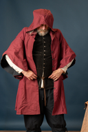 Schaube with hood, burgundyblack