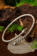 Viking upper bracelet with wolf heads, silvered bronze