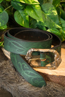 Leather belt Aranel, green, 130 cm