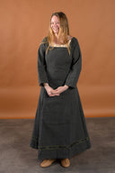 Medieval dress Estrid with herringbone pattern, nature grey