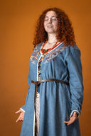 Viking kaftan Skadi, blue, wool blend