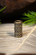 Cylindrical granulated Viking beard bead, bronze