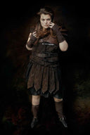 Leather gambeson skirt Tenebra, brown