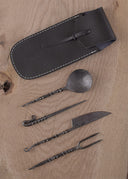 Medieval cutlery set with leather pouch