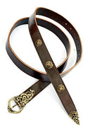 Ringerike Viking belt deluxe, silver-plated, 165 cm, brown