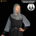 Galvanised chainmail coif, brass edge, butted round rings