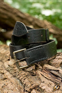 Ceinture Aruthia en cuir, noire, 160 cm