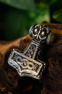 Viking Ödeshög Mjölnir with Knotwork, silvered bronze