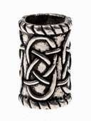 Cylindrical beard bead, silvered bronze