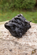 Braided bracelet, black, leather