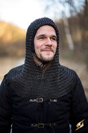 Chainmail coif Alaric, blackened, 9 mm