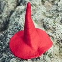 Kids witch hat, red, wool felt