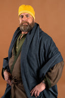 Viking cloak Hjalmar with diamond twill, wool, blue-black
