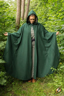 Travel cloak, green, wool blend