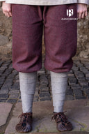Viking trousers Tilda, herringbone pattern, wool blend, burgundy red