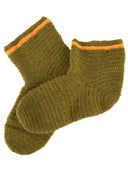 Crocheted socks, 100% wool, green-yellow