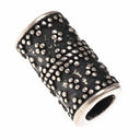 Cylindrical granulated Viking beard bead, silvered bronze