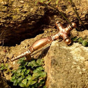 Early medieval cross fibula, bronze colour, zamak