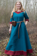 (Early) Medieval dress Gesine, teal blue-red