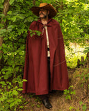 Medieval cloak Harun, burgundy red