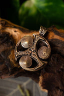 Celtic pendant triskelion with spirals, bronze