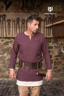 Viking tunic Tyr, burgundygray, wool blend, herringbone