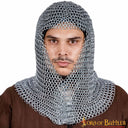 Chainmail coif, galvanised, butted round rings