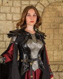Leather ladies' armour Morgana, black-silver