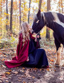 Embroidered cloak Damia with fibula, red, wool mix