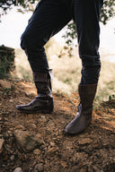 Side laced high boots, dark brown, brown