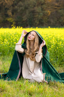 Embroidered cloak Lyra, green, wool mix