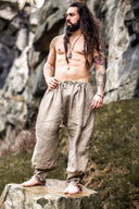 Linen Viking Trousers Odin, grey