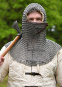 Chainmail coif with triangular ventail, untreated, 8 mm