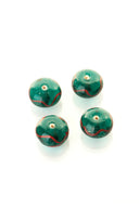 Viking glass bead Stavanger, green, 5 pieces