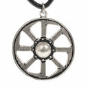 Slavic kolovrat-amulet, sun wheel, silvered bronze