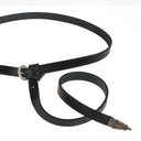 Late Roman belt with strap tongue, black leather, silver plated brass
