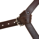 Medieval belt with strap tongue and fittings, around 1200, brown leather, silver plated brass