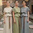 Roman women's tunic linen, blue