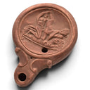 Roman oil lamp with erotic motif, Pompeii style
