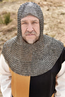 Chainmail coif, mixed flat rings – wedge-shaped nails, 8 mm