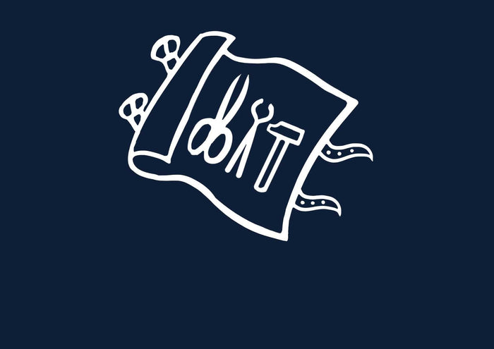 Een tekening van een etui met gereedschap.