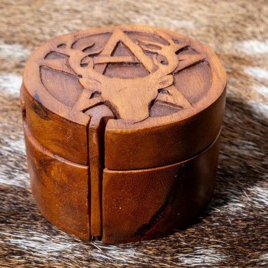 Pagan sieradendoosje met hert en pentagram