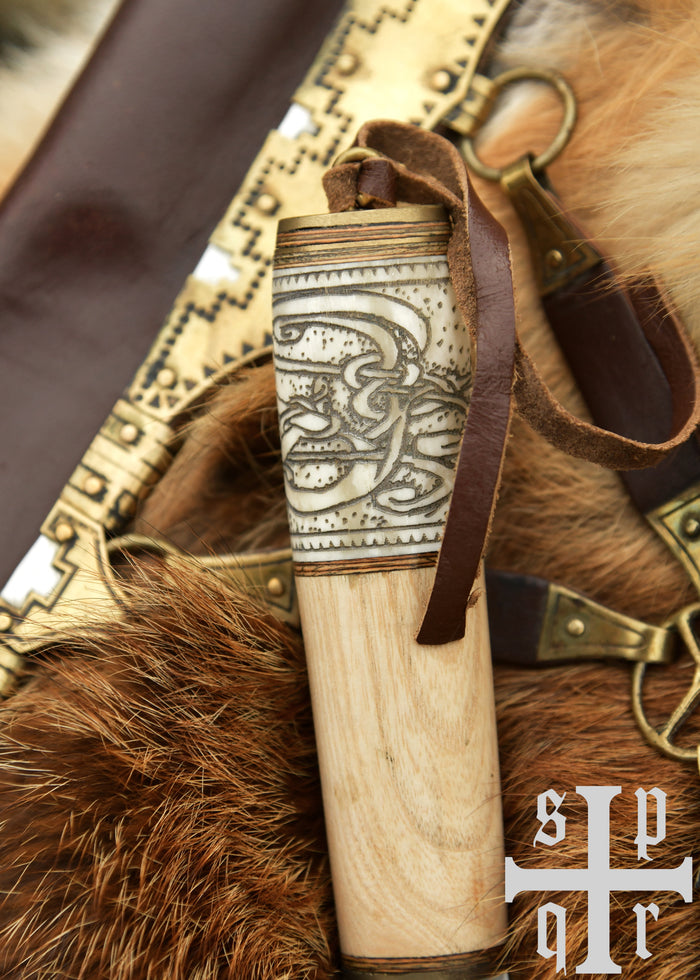 Viking sax met knoopwerk, met schede, semi-scherp