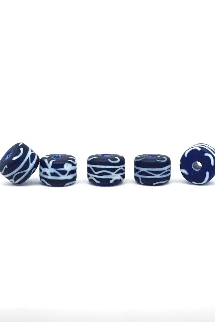 Viking glass bead Havdhem, Gotland, blue-white, 5 pieces
